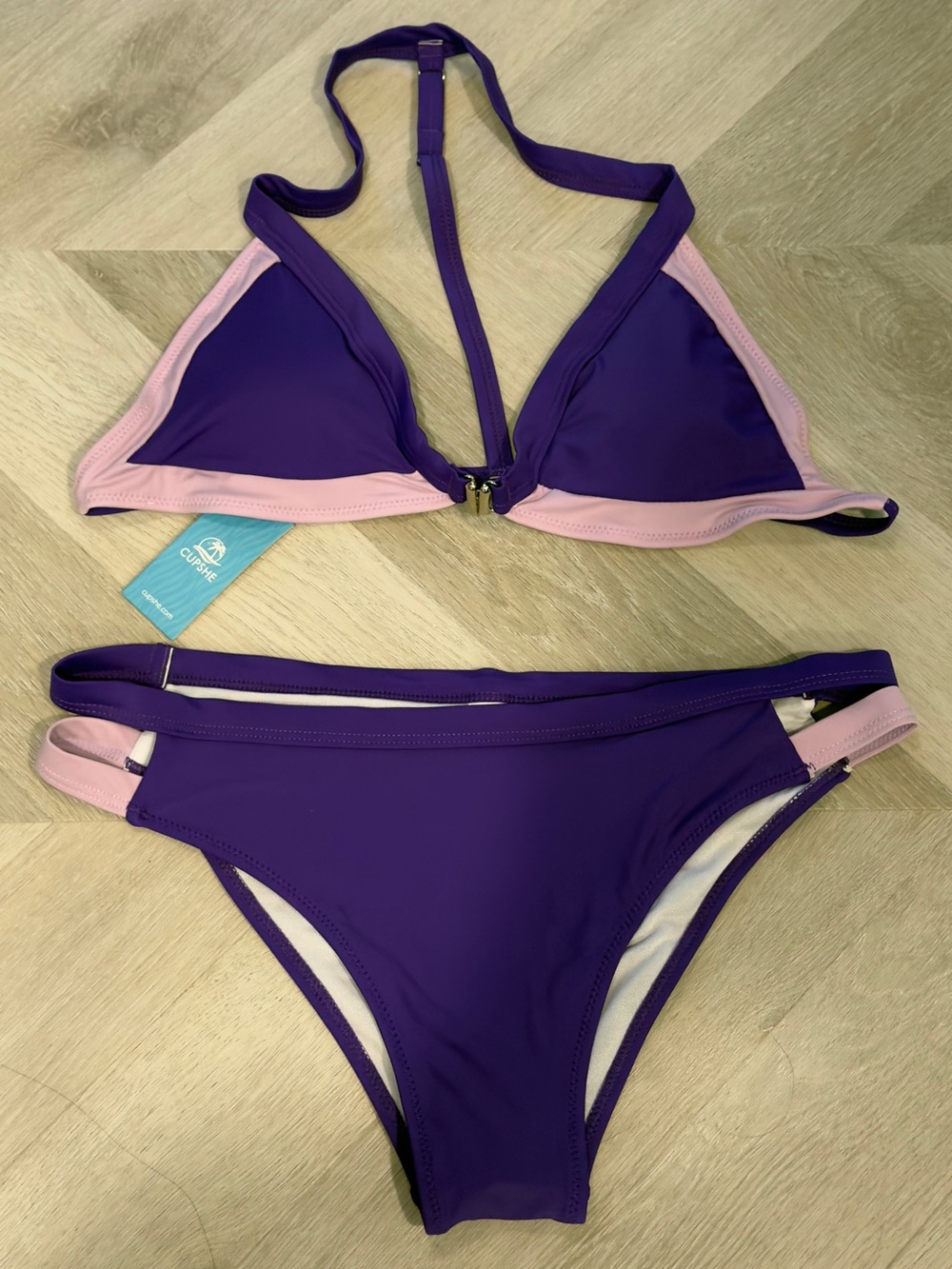 Cupshe Purple Bikini with Pink Trim - Triangle Top Two-Piece